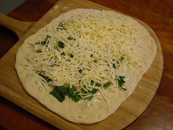 Homemade white pizza before baking.